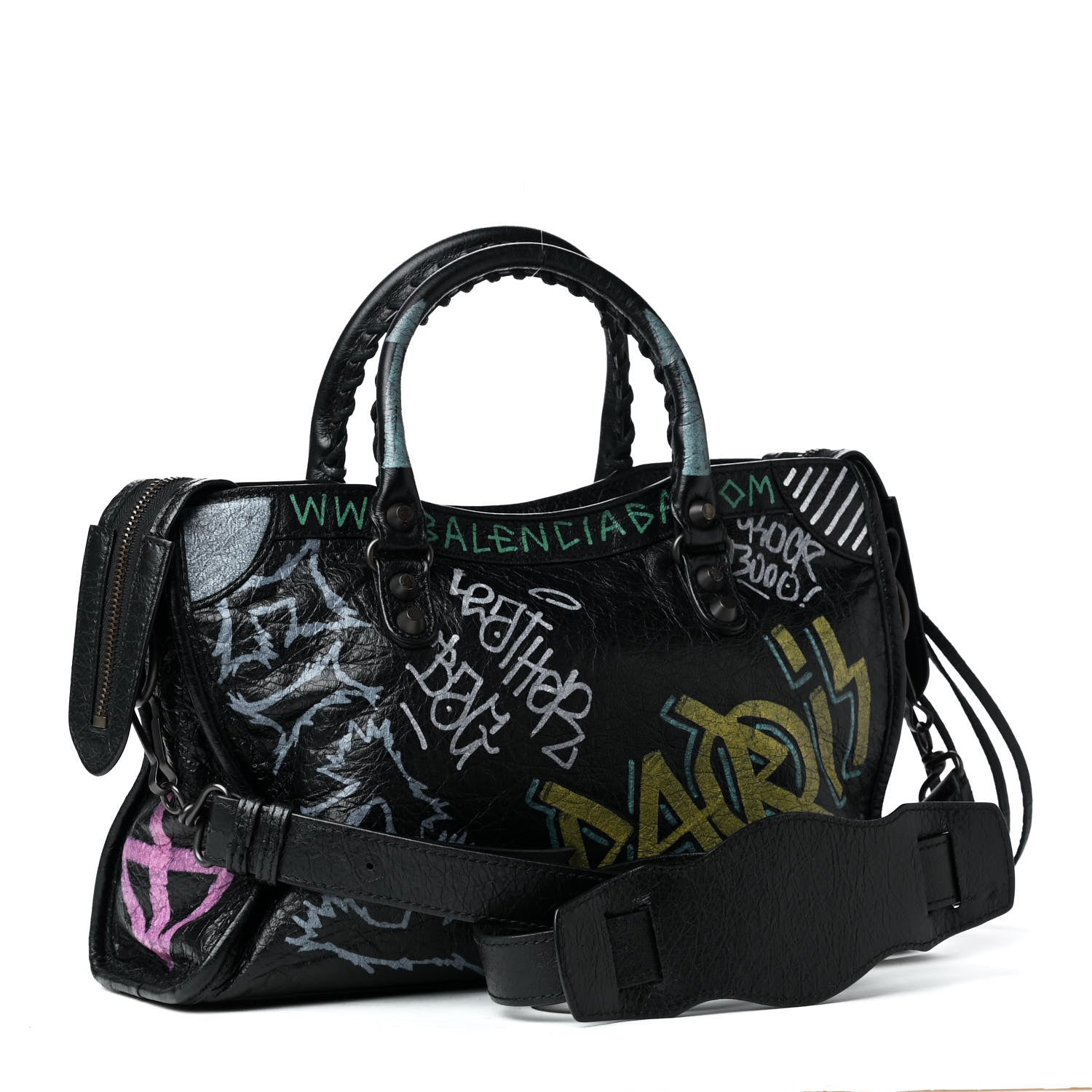 Balenciaga Agneau Graffiti All Over Classic Hardware S City Black Multicolor 2 of 4