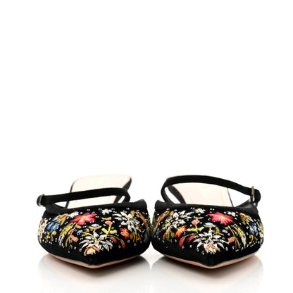 Christian Dior Velvet Beaded Embroidered Flower Dioreve Mules 37.5 Black Multicolor 2 of 10
