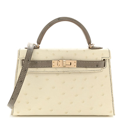Hermes Ostrich Horseshoe Kelly Sellier Mini 20 Beton Gris Tourterelle 1 of 10