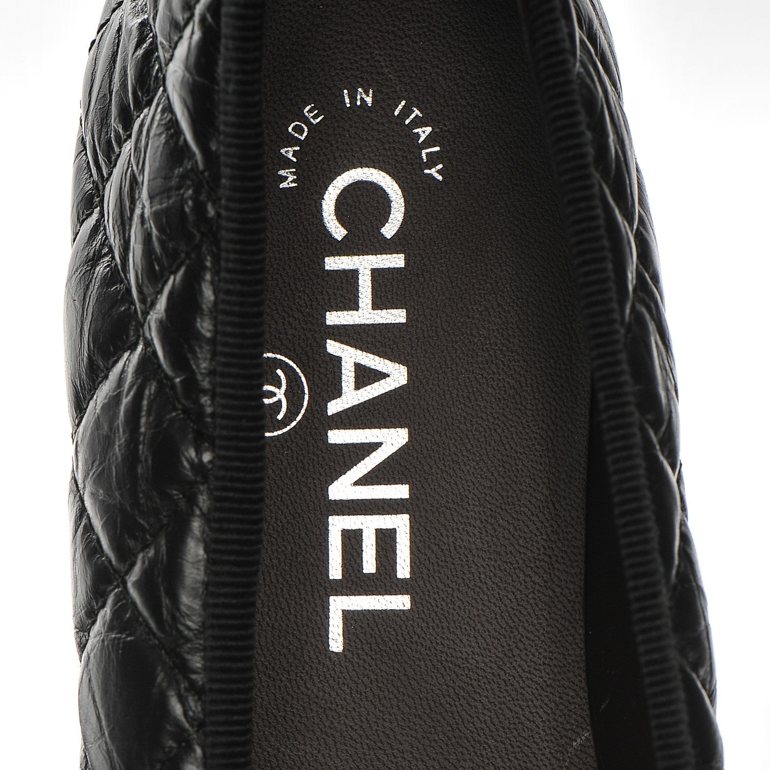 Chanel Aged Calfskin Quilted CC Cap Toe Ballerina Flats 37.5 Black 8 of 8