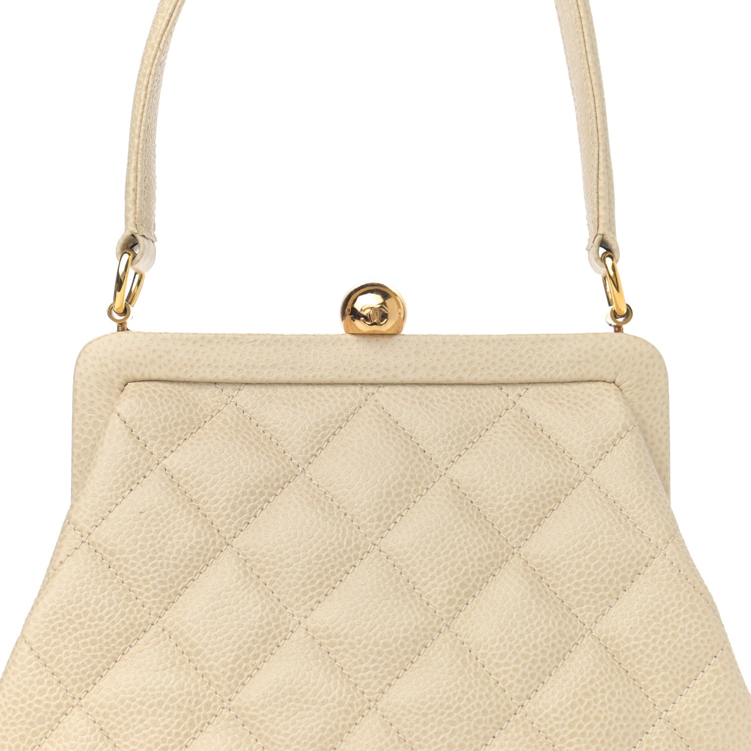 Chanel Caviar Quilted Frame Evening Bag Beige 14 of 14