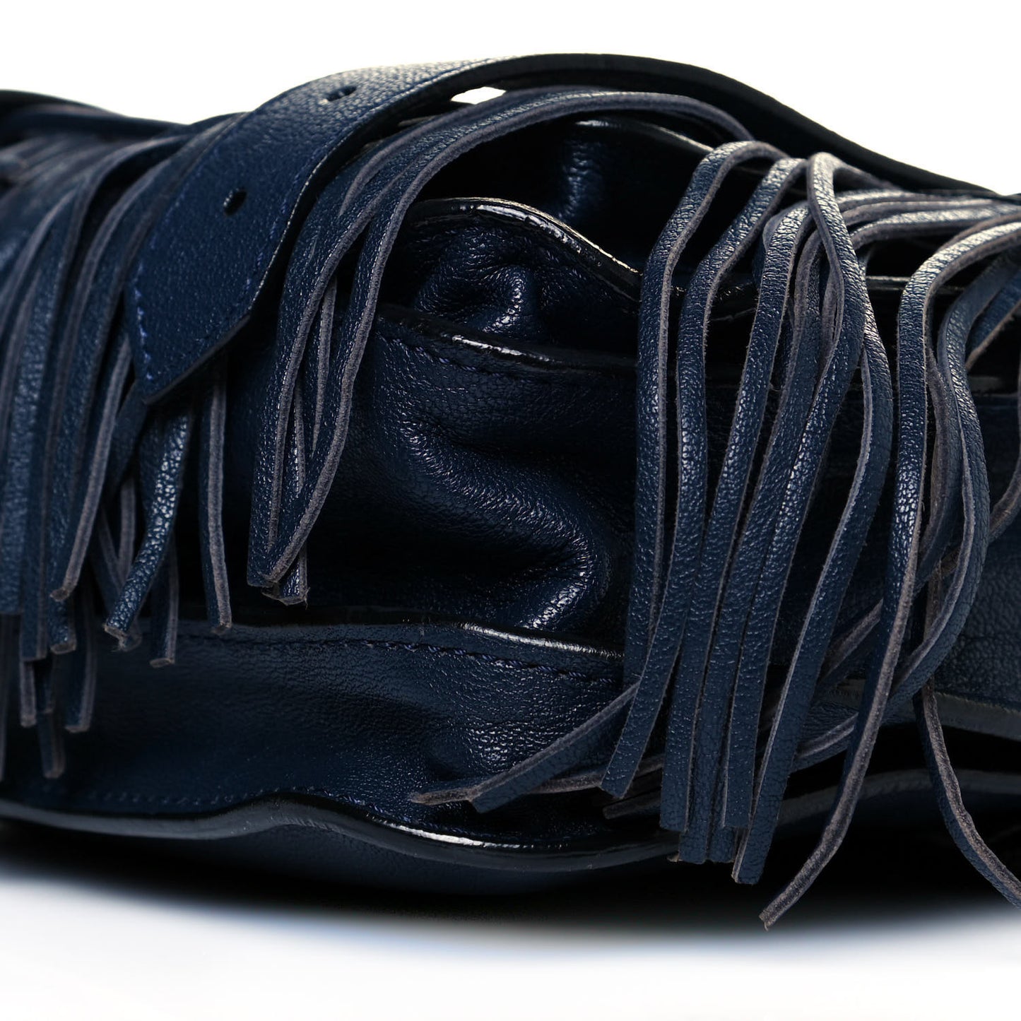 Lambskin Fringe PS1 Crossbody Pouch Midnight
