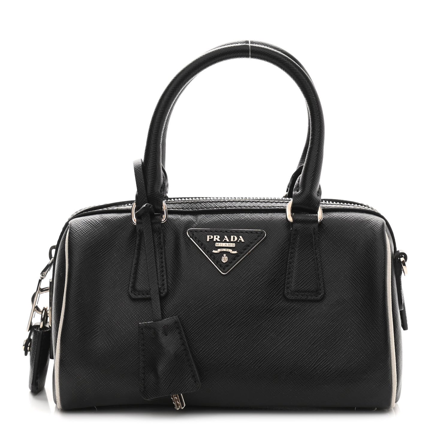 Saffiano Lux Mini Convertible Bowler Black White
