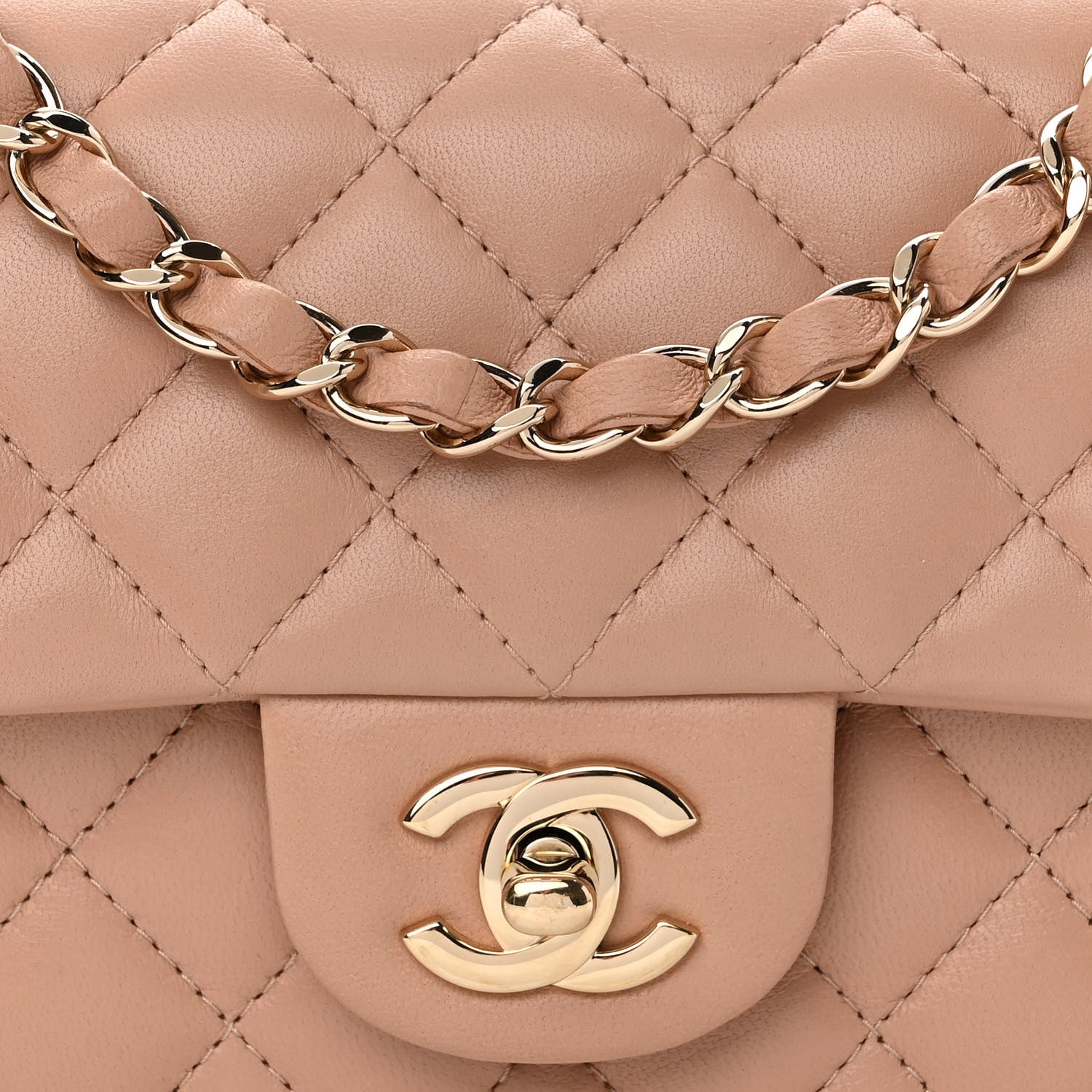 Chanel Lambskin Quilted Mini Rectangular Flap Beige 8 of 10