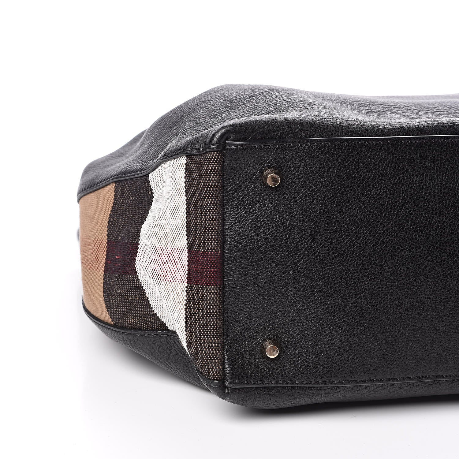 Burberry Grainy Calfskin House Check Medium Maidstone Black 8 of 10