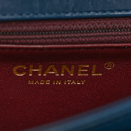 Chanel Glazed Calfskin Quilted Small Straight Lined Flap Blue 6 of 10