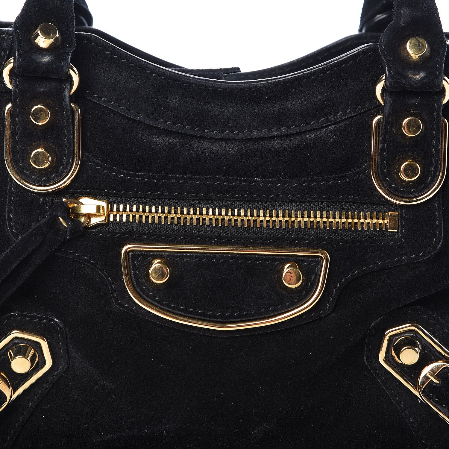 Balenciaga Baby Daim Suede Gold Metallic Edge Hardware Mini City Black 8 of 10