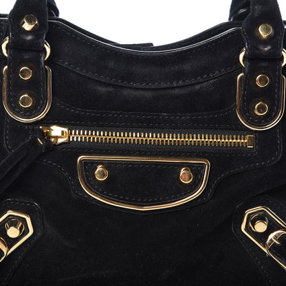 Balenciaga Baby Daim Suede Gold Metallic Edge Hardware Mini City Black 8 of 10