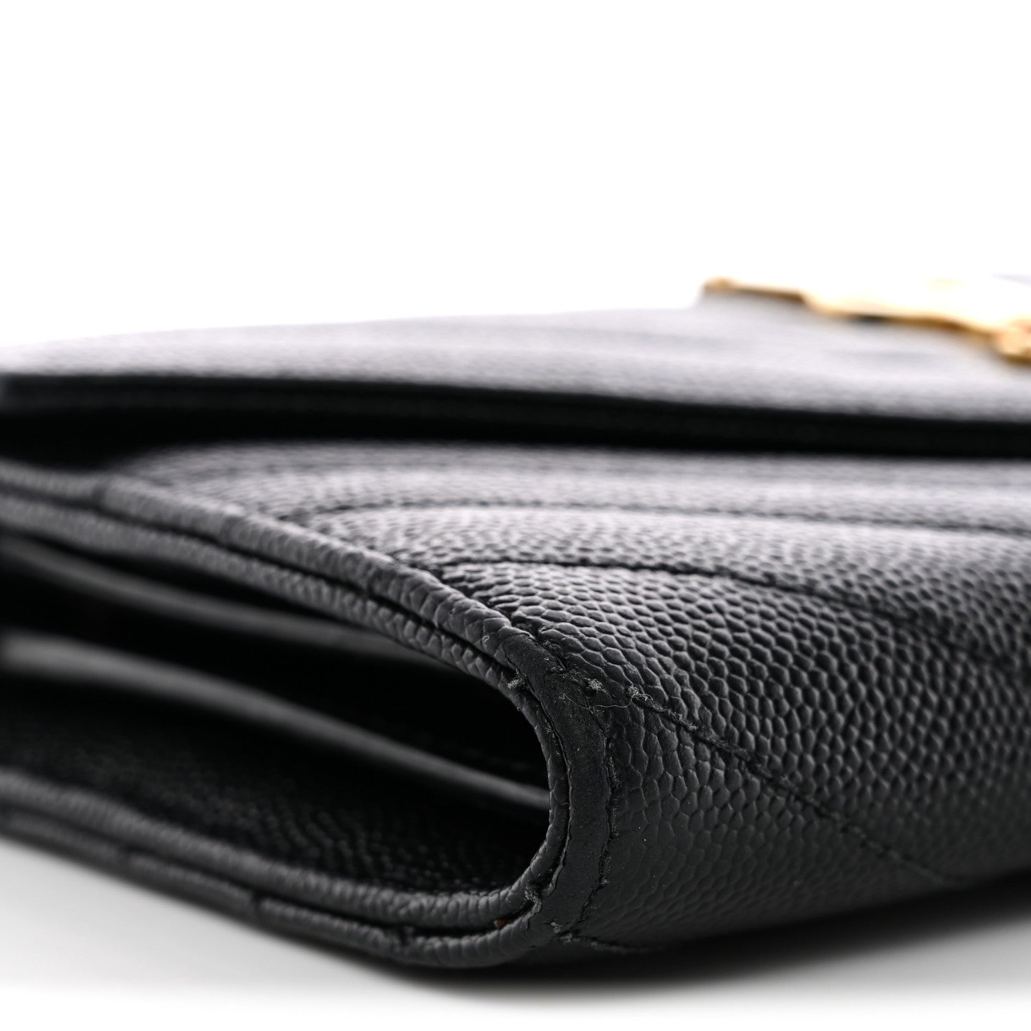 Saint Laurent Grain De Poudre Matelasse Chevron Monogram Flap Wallet Black 8 of 9