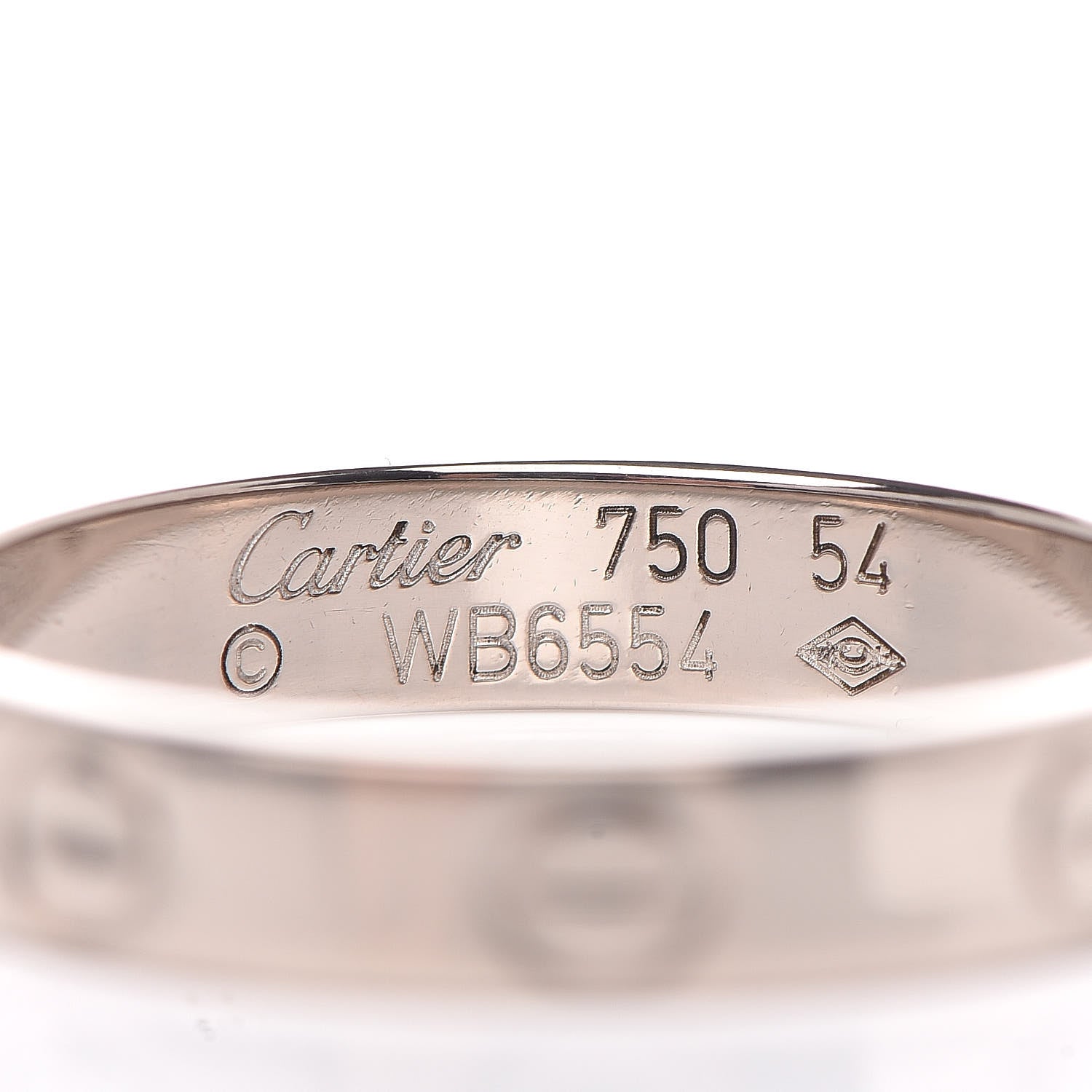 Cartier 18K White Gold 3.5mm LOVE Wedding Band Ring 54 6.75 4 of 5