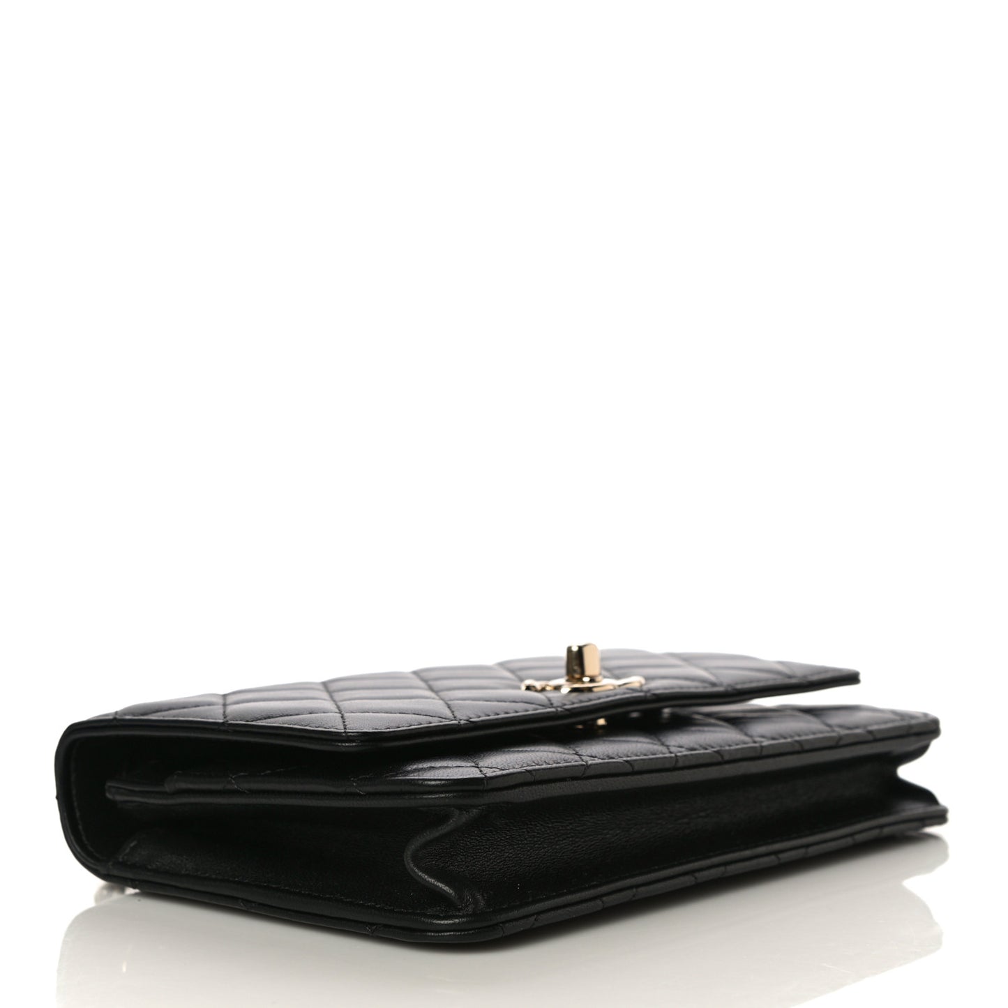 Lambskin Quilted Trendy CC Wallet On Chain WOC Black