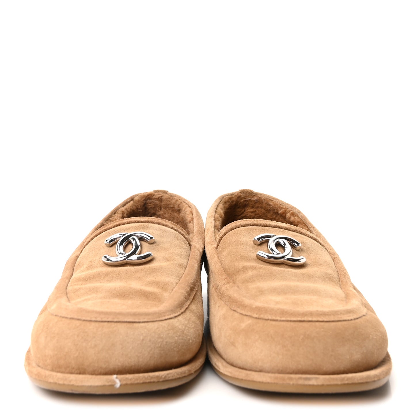 Suede Calfskin CC Loafers 41 Dark Beige