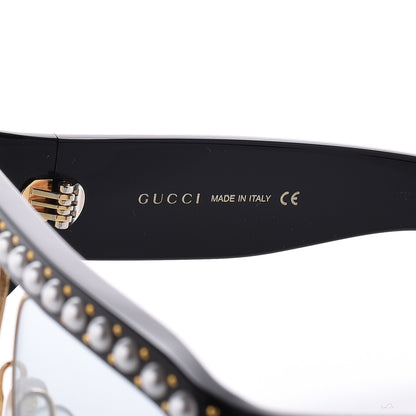 Gucci Acetate Pearl Rectangular Frame Sunglasses GG0234S7/S Black 5 of 9
