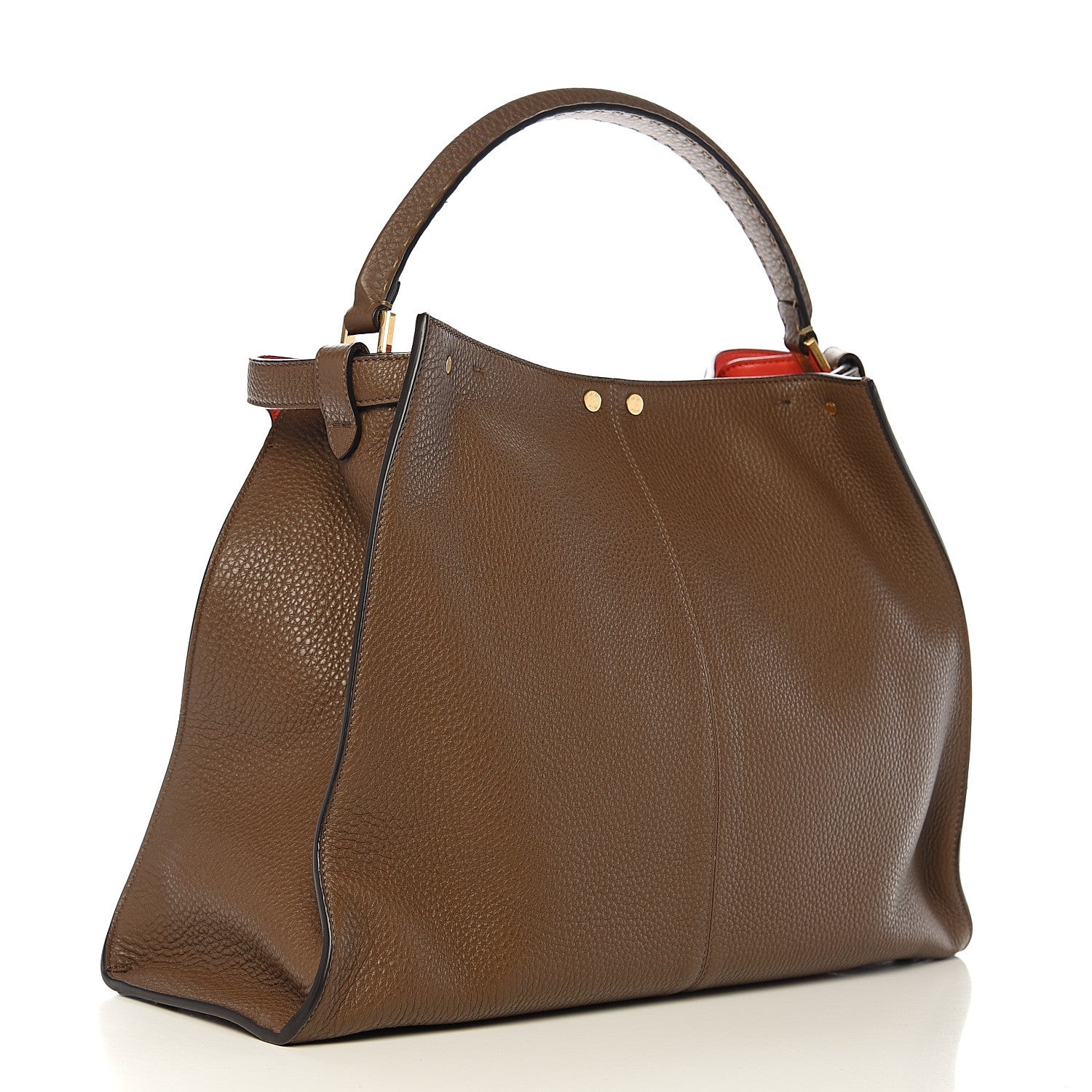 Fendi Cuoio Romano Selleria Bi-Color Large Peekaboo X-Lite Fango Papavero Fuxia 2 of 9