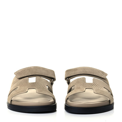Hermes Suede Goatskin Chaine d'Ancre Womens Chypre Sandals 37 Beige Sable 2 of 7