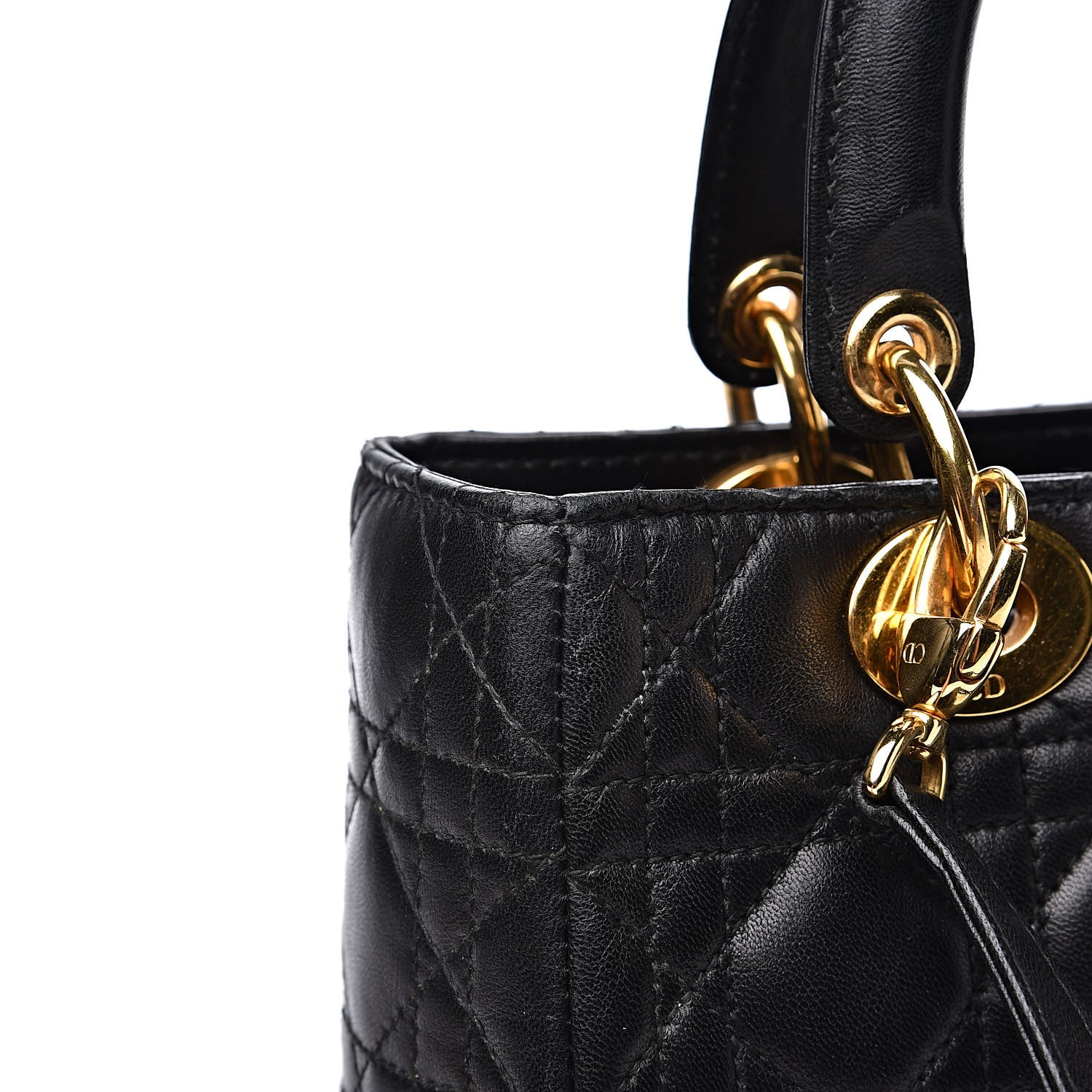 Christian Dior Lambskin Cannage Medium Lady Dior Black 15 of 18