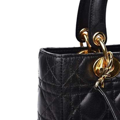Christian Dior Lambskin Cannage Medium Lady Dior Black 15 of 18