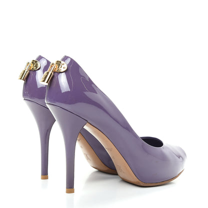 Louis Vuitton Patent Calfskin Oh Really Peep Toe Pumps 37 Violet 4 of 10