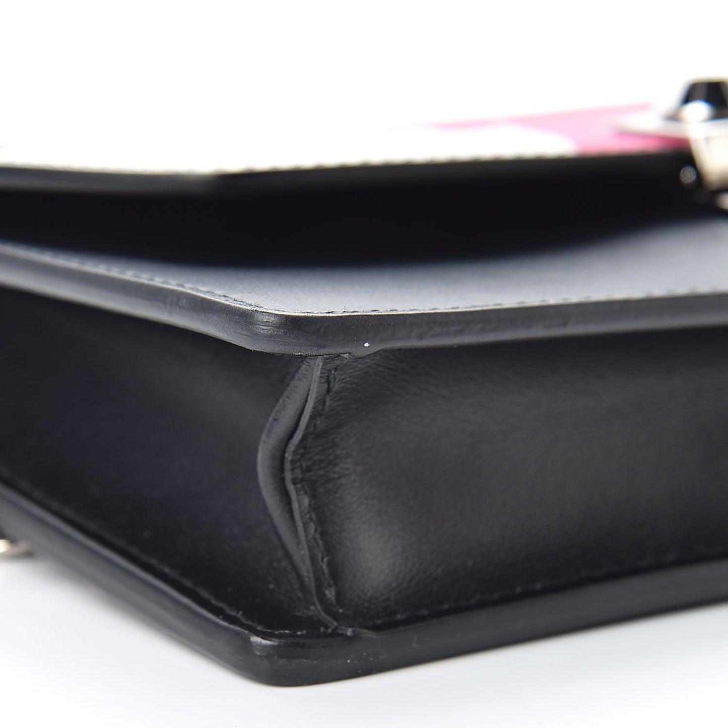 City Calfskin Racing Logo Mini Elektra Crossbody Bag Fuxia Black