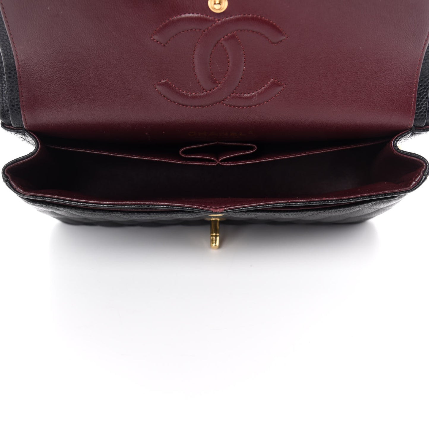Caviar Quilted Medium Double Flap Black