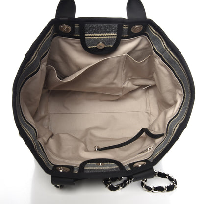 Chanel Striped Canvas Medium Deauville Tote Black 5 of 9