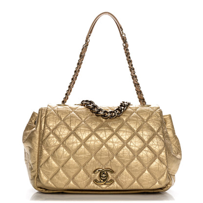 Chanel Metallic Aged Calfskin Quilted Large Pondichery Flap Gold 1 of 8