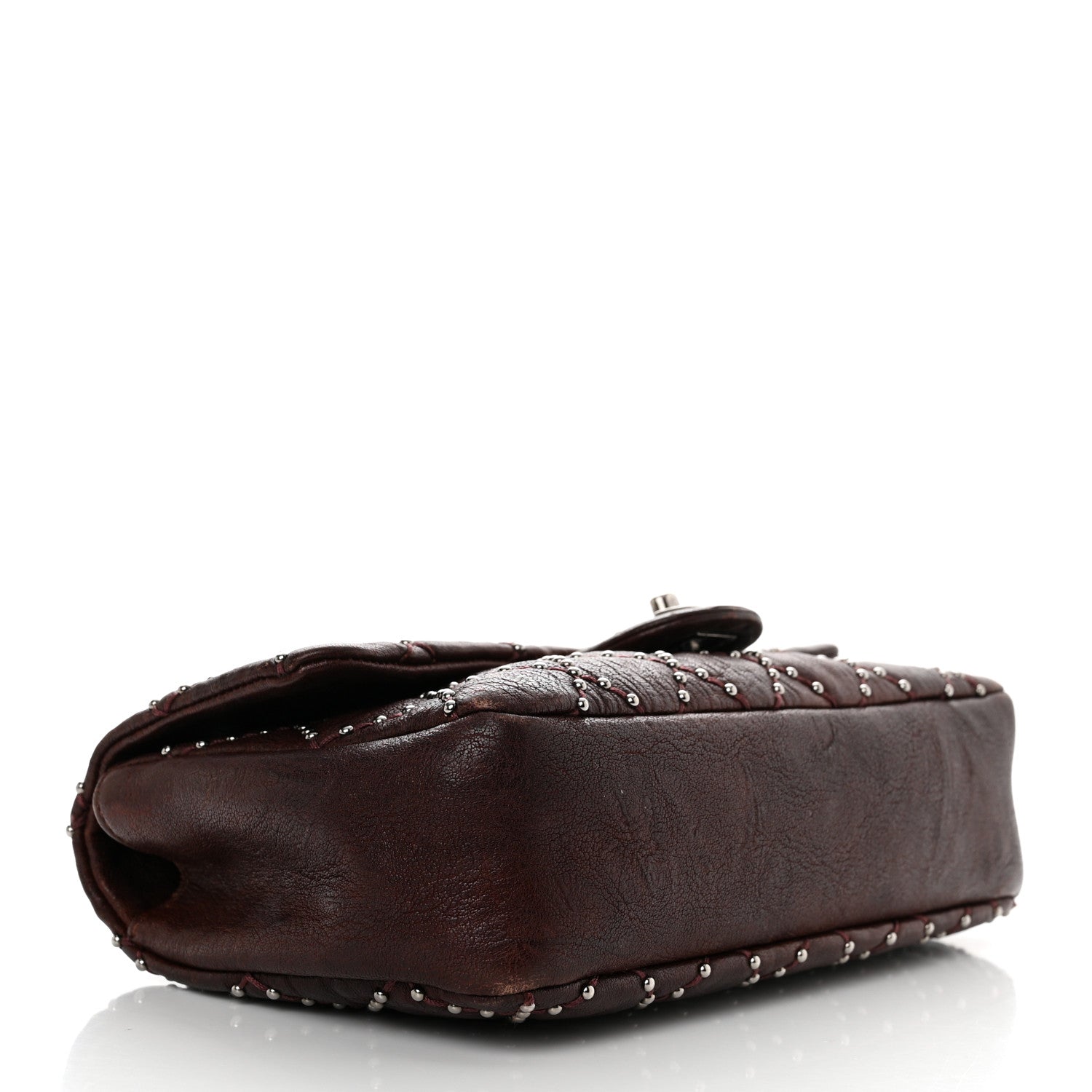 Chanel Washed Lambskin Studded Metal Beauty Flap Burgundy 4 of 14