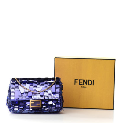 Fendi Sequin Paillettes Shiny Nappa Sex and the City Nano Baguette Charm Viola Purple Rain 11 of 11
