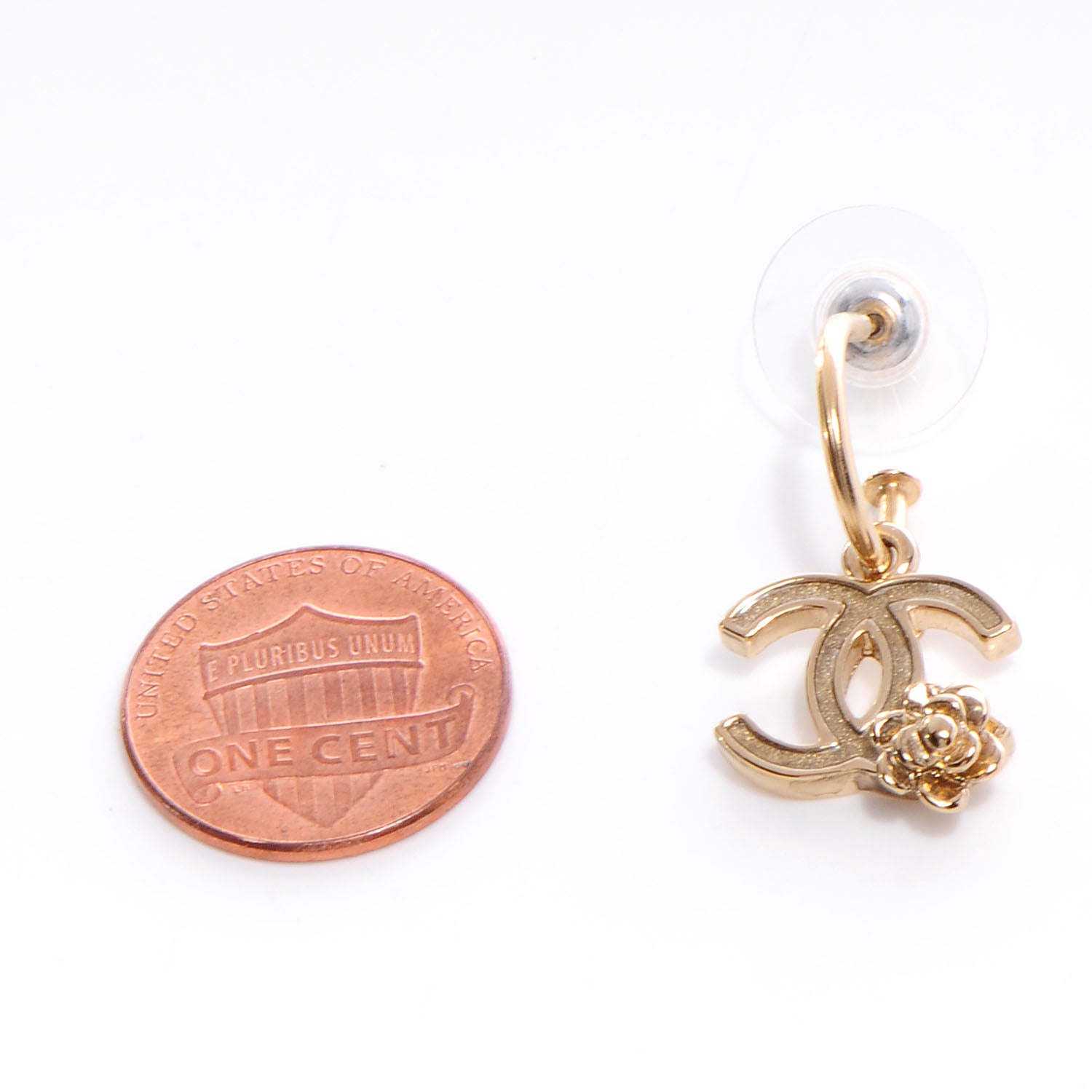 Chanel Glitter CC Camellia Earrings Gold 2 of 5