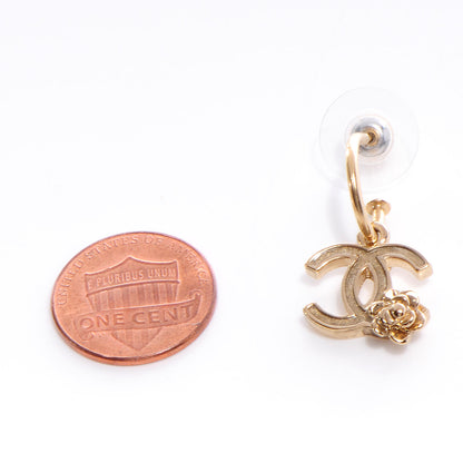 Chanel Glitter CC Camellia Earrings Gold 2 of 5
