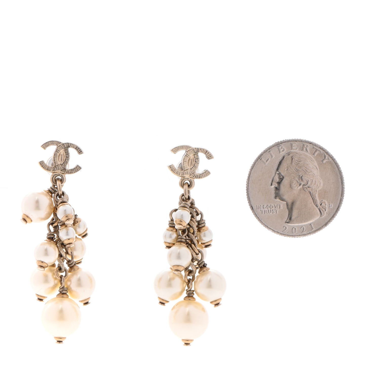 Pearl CC Drop Earrings Gold