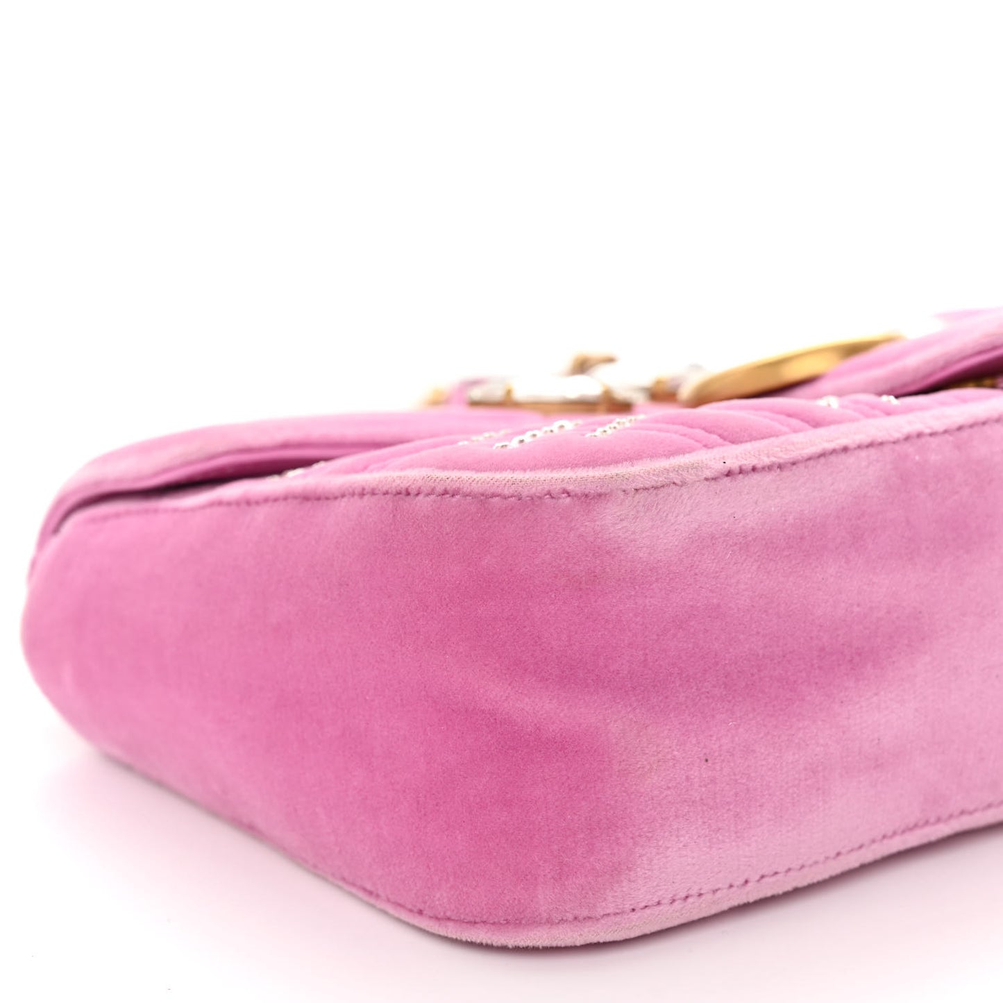 Velvet Matelasse Marquise Crystals Embroidered Small GG Marmont Shoulder Bag Malva