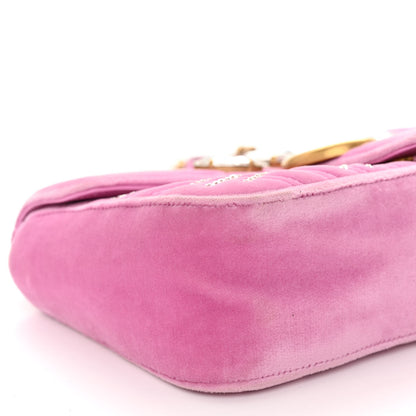Gucci Velvet Matelasse Marquise Crystals Embroidered Small GG Marmont Shoulder Bag Malva 9 of 10