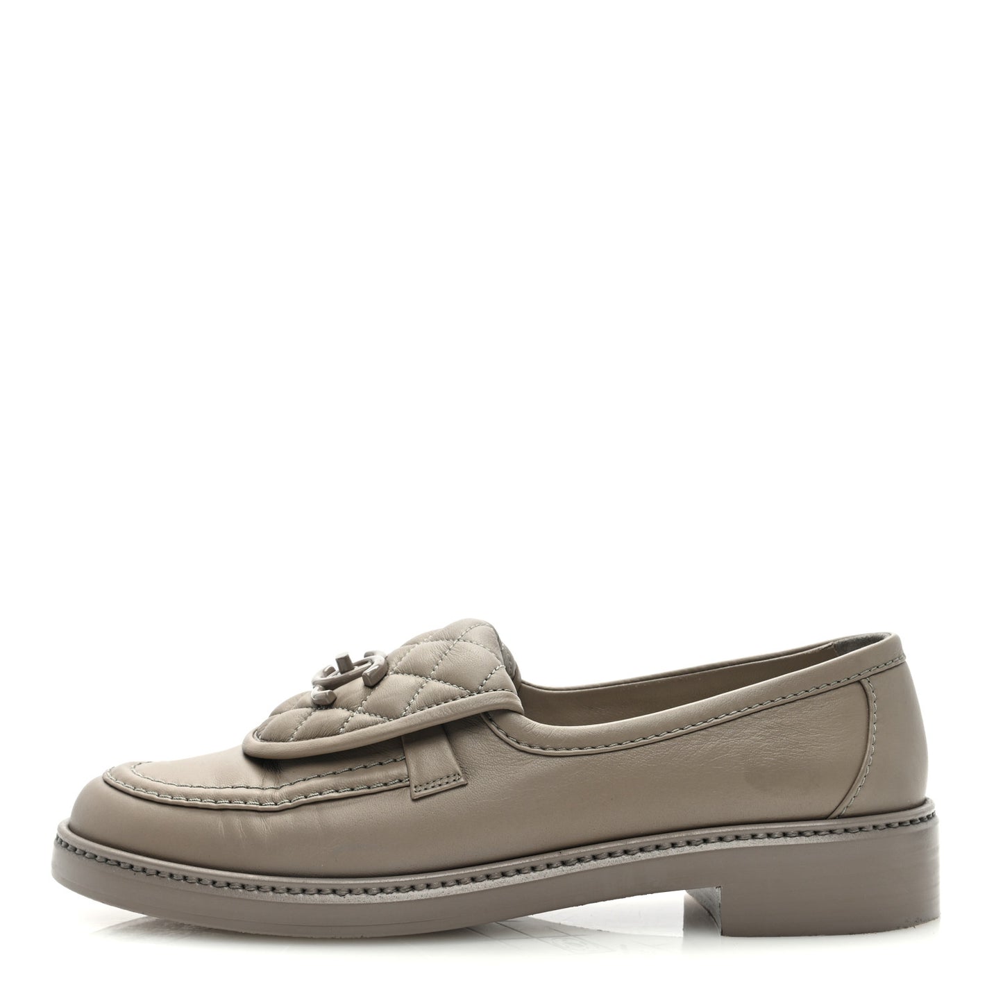Lambskin Quilted CC Turnlock Loafers 39.5 Grey