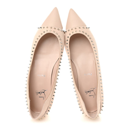 Christian Louboutin Nappa Suede Spikes Duvettina Ballerina Flats 40 Leche 2 of 9