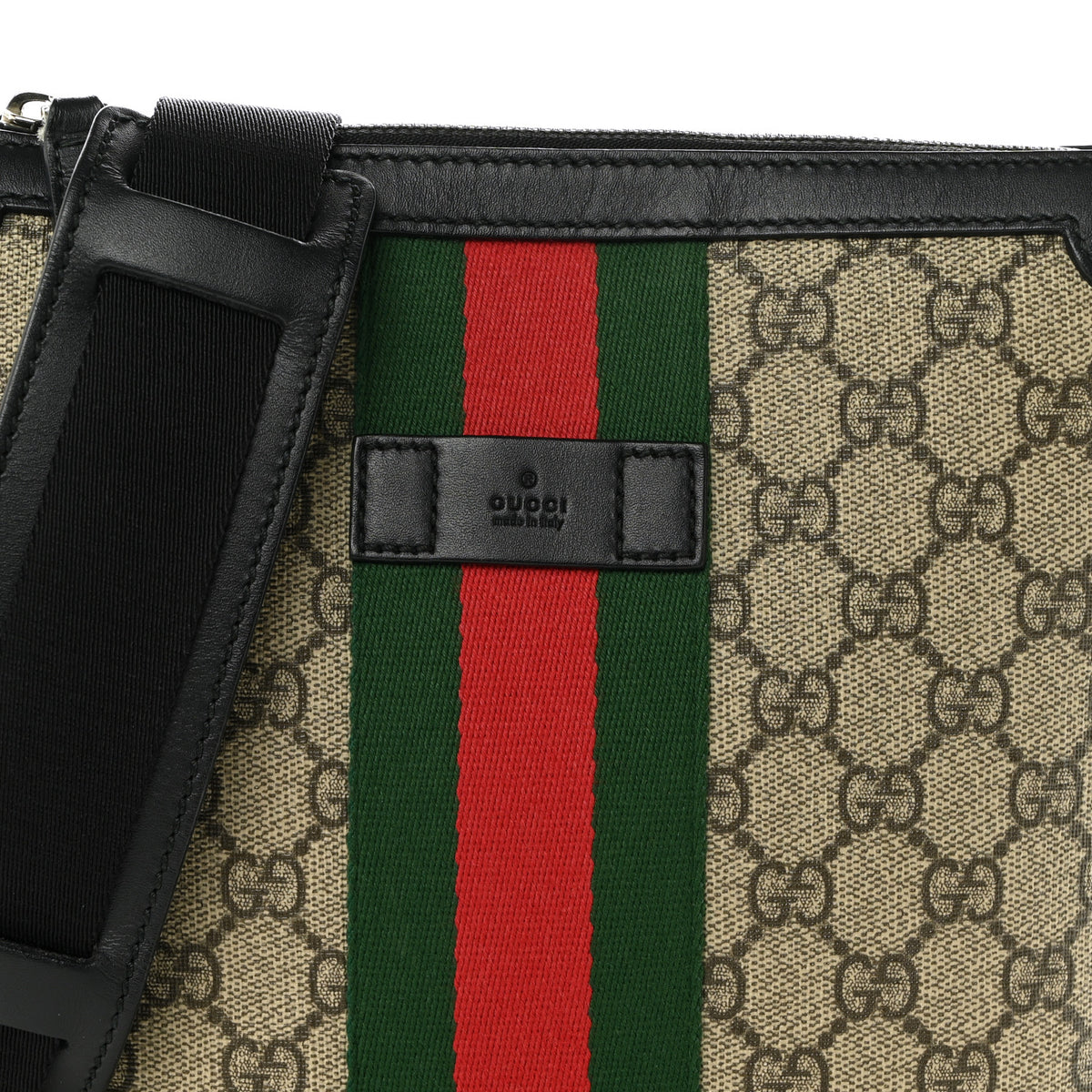 GG Supreme Monogram Web Messenger Bag Black