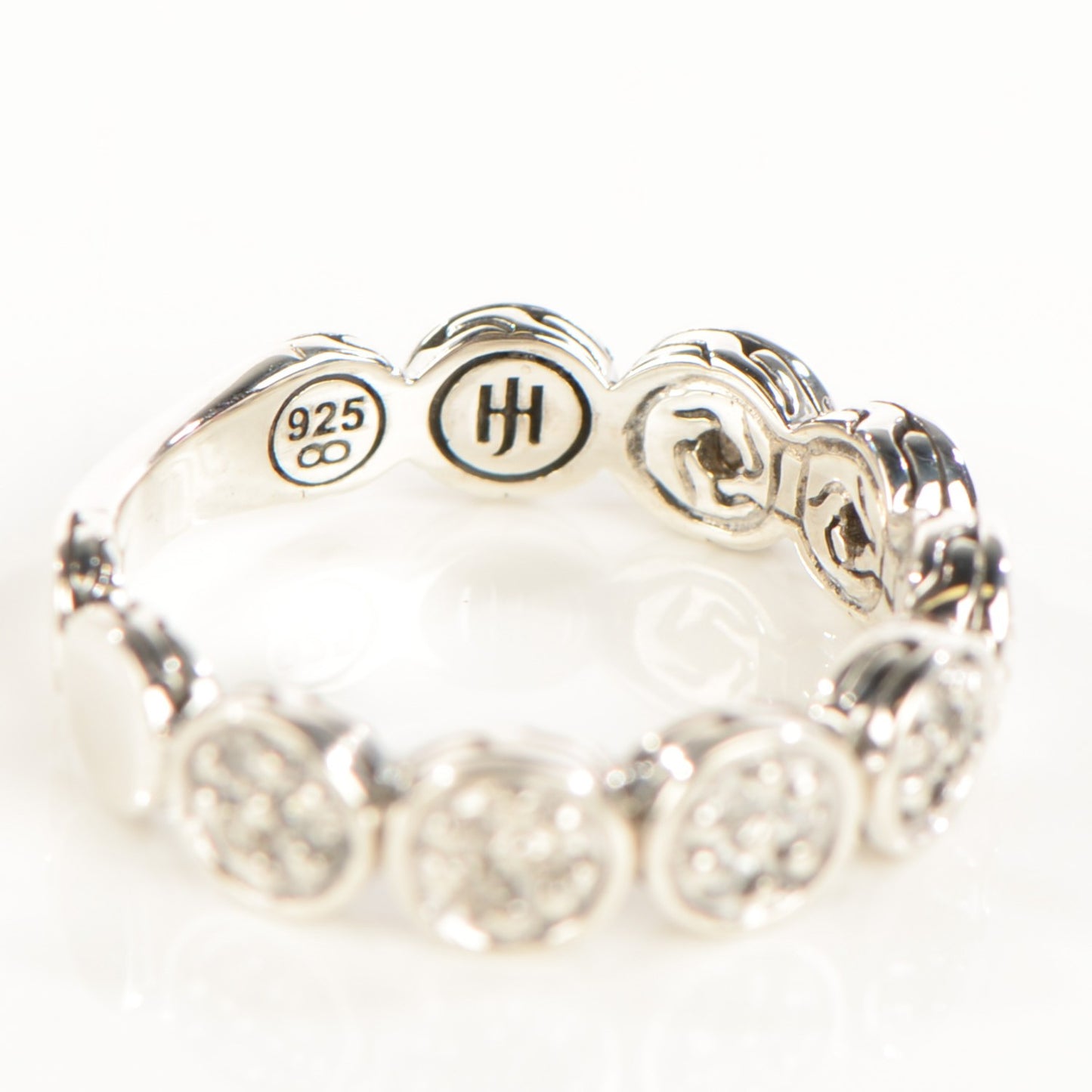 Sterling Silver Pave Diamond Slim Dot Ring 7