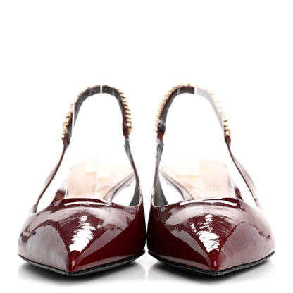 Gucci Patent Signoria 35mm Slingback Pumps 39 Rosso Ancora 3 of 10