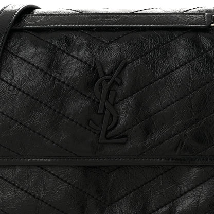 Saint Laurent Crinkled Calfskin Matelasse Monogram Medium Niki Chain Satchel Black 8 of 10