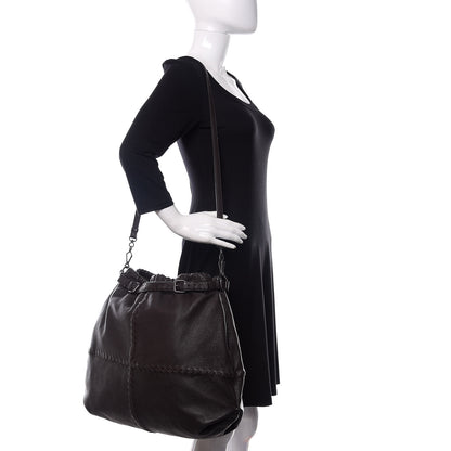 Bottega Veneta Washed Cervo Deerskin Intrecciato Bering Hobo Ebano 2 of 11