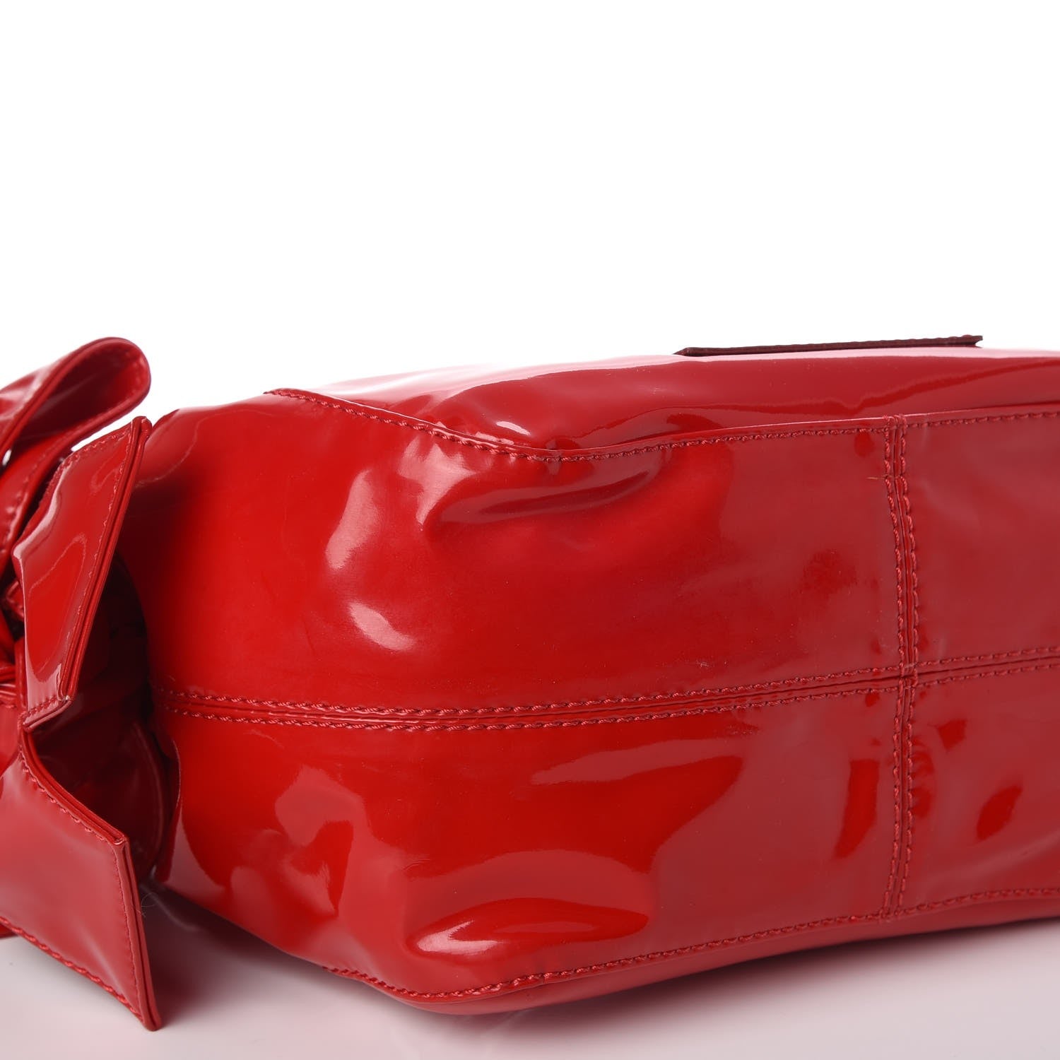 Valentino Garavani Patent Lacca Small Nuage Bow Hobo Red 9 of 10