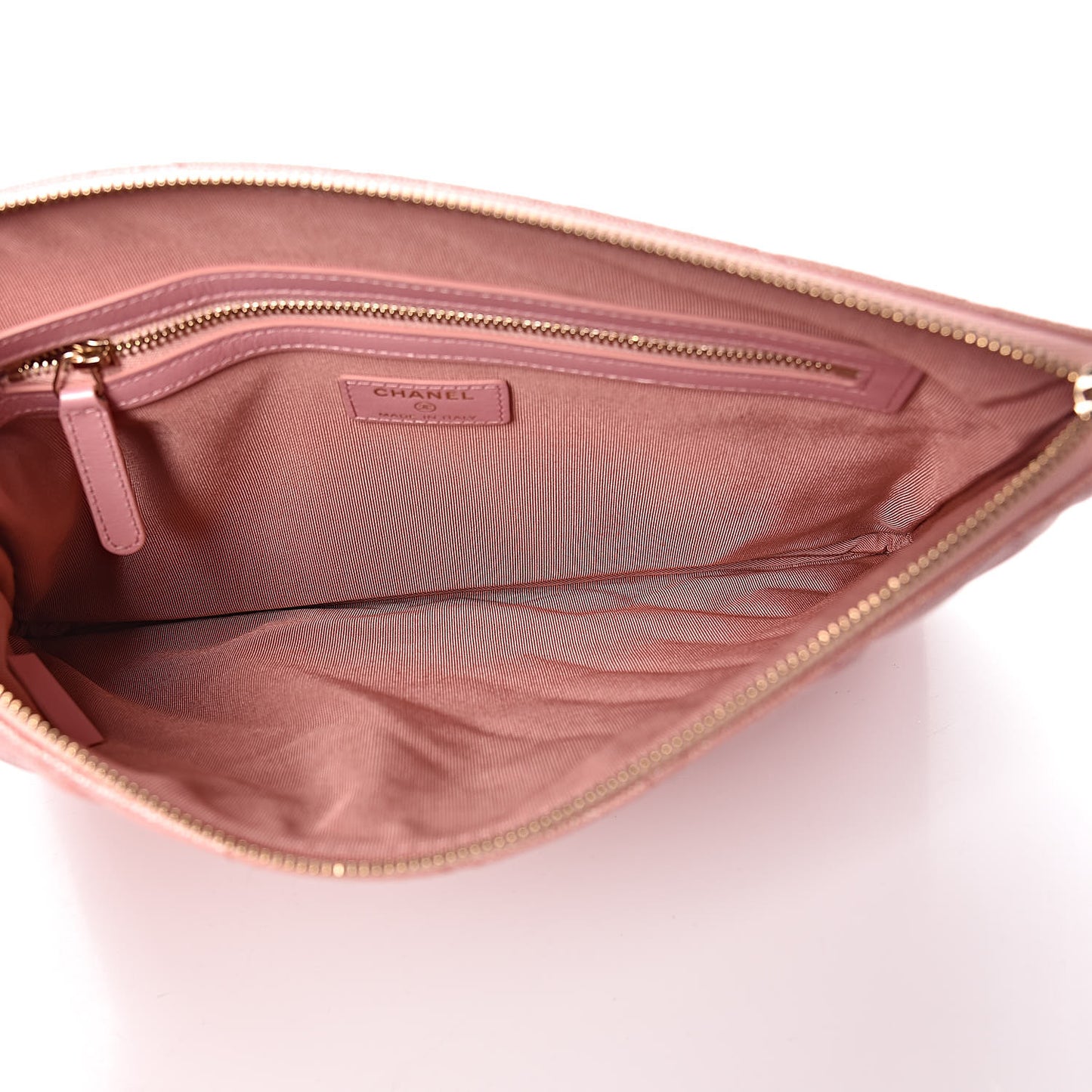Iridescent Caviar Quilted Medium Cosmetic Case Rose Pink