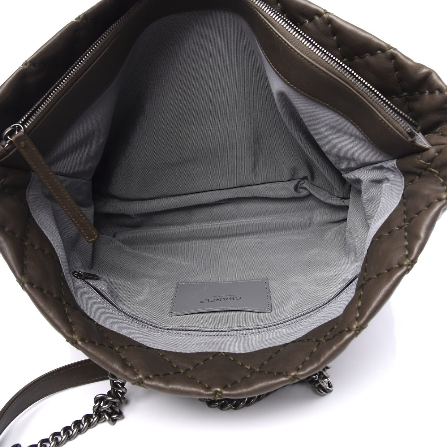 Calfskin Ultimate Stitch Shopping Tote Khaki