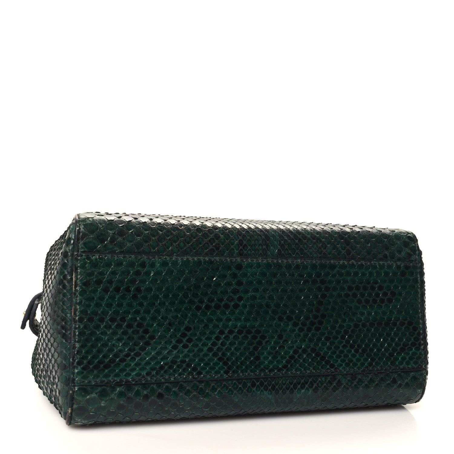 Fendi Snakeskin Shiny Nappa Mini Peekaboo Iconic Satchel Green 4 of 15