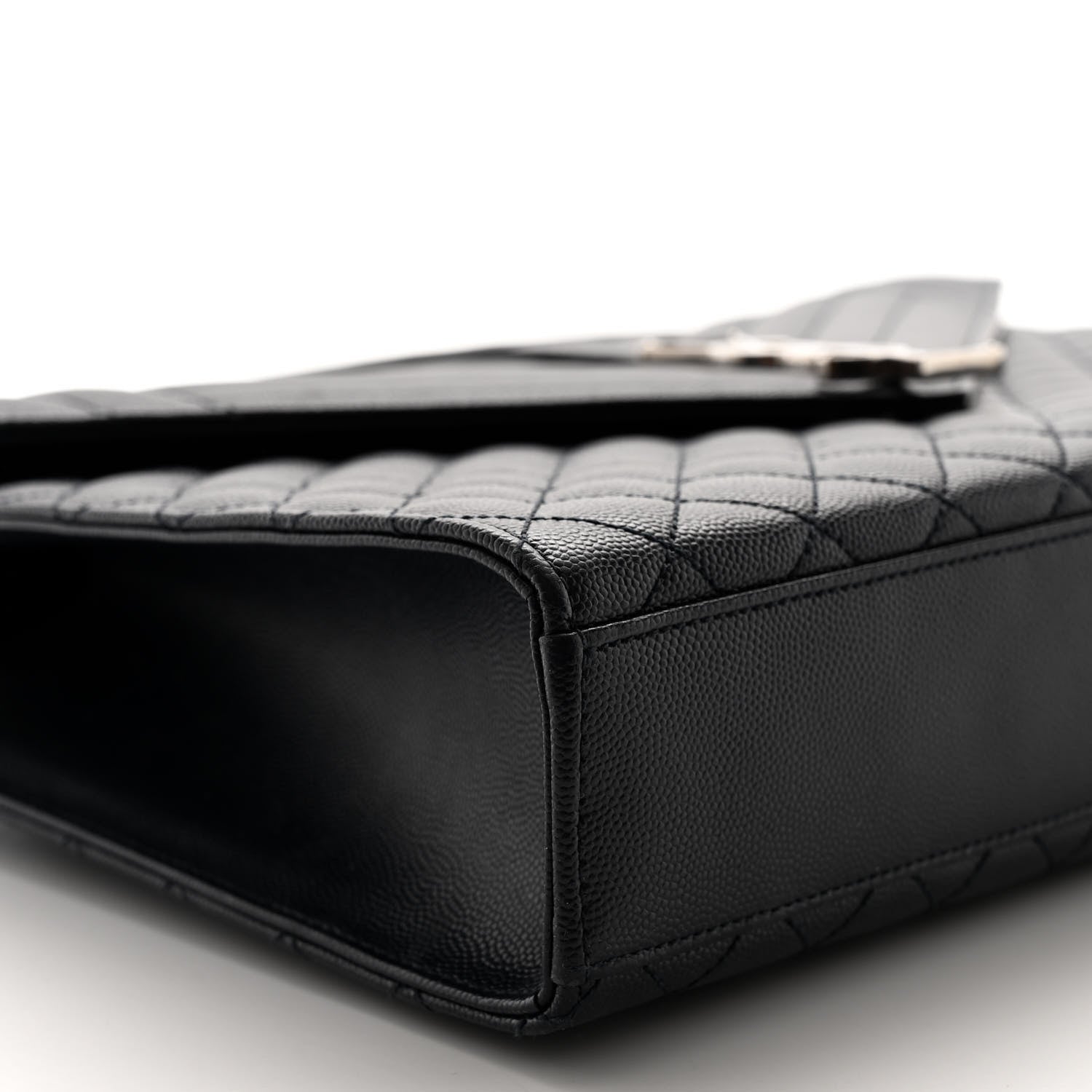 Saint Laurent Grain De Poudre Textured Mixed Matelasse Large Triquilt Monogram Satchel Deep Marine 8 of 10