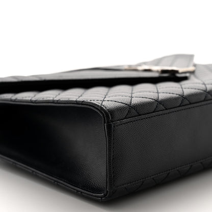 Saint Laurent Grain De Poudre Textured Mixed Matelasse Large Triquilt Monogram Satchel Deep Marine 8 of 10