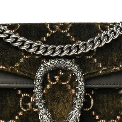 Gucci Velvet Moon Calfskin Crystal GG Monogram Small Dionysus Shoulder Bag Dark Olive Rose Gold 8 of 10