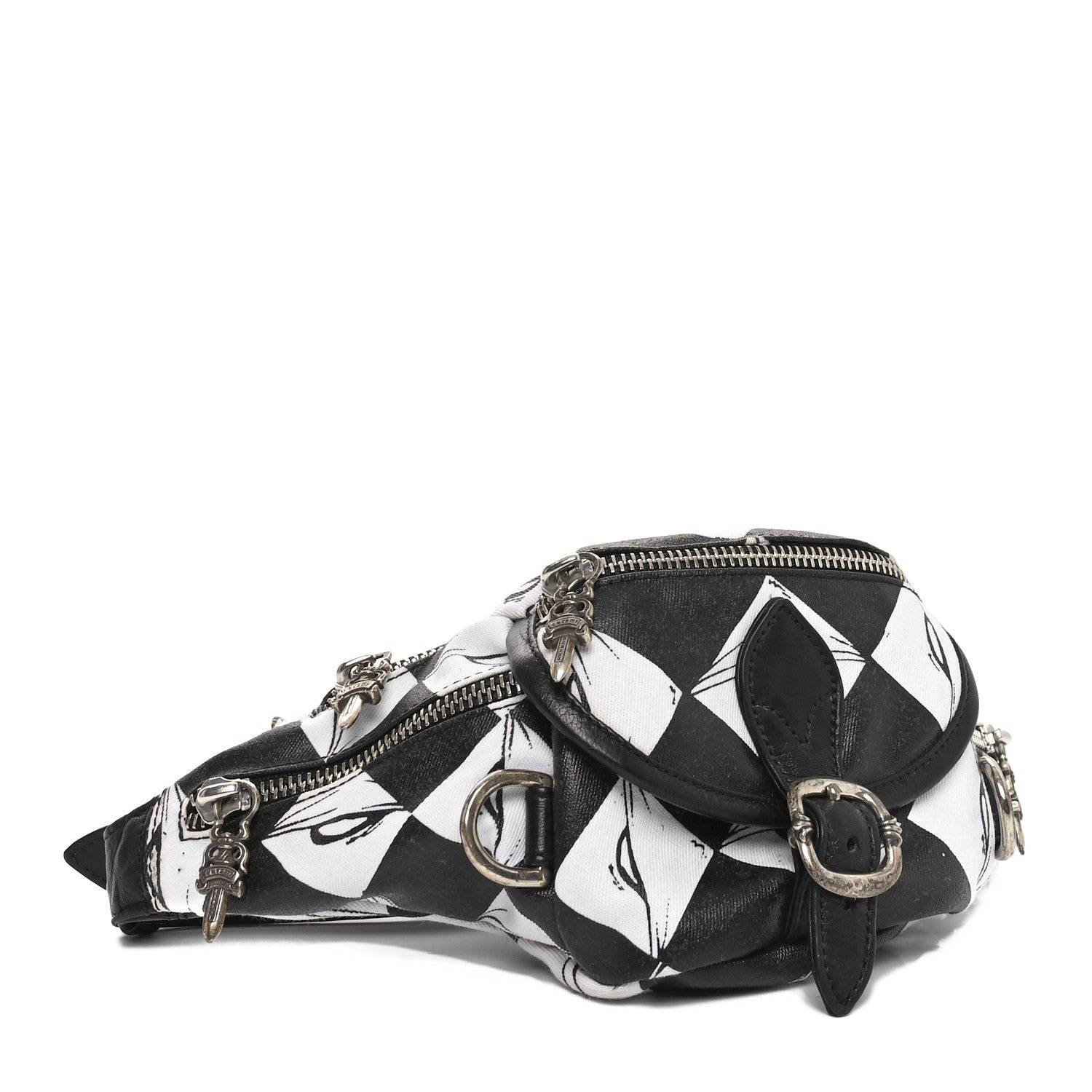 Chrome Hearts Canvas 99 Eyes Snat Pack Gunslinger Waist Bag Black White 4 of 10
