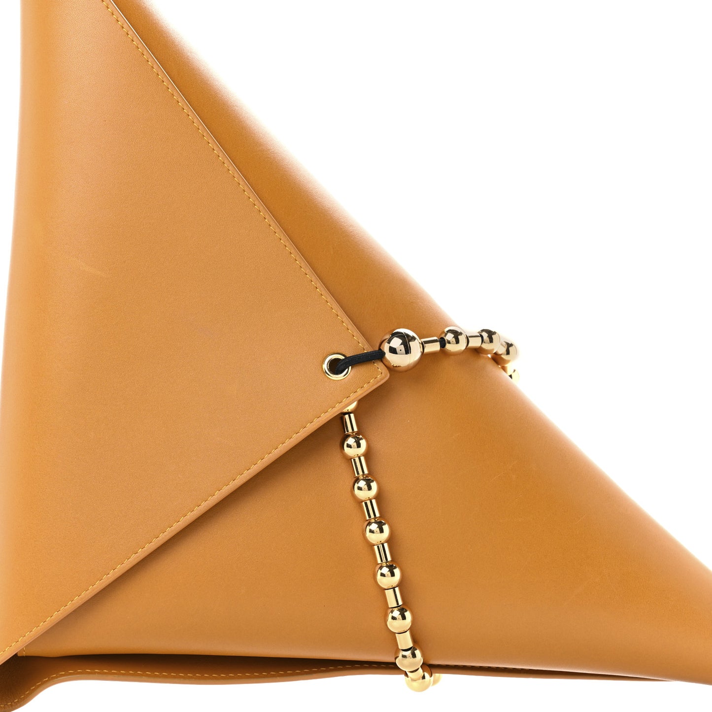Calfskin Ball Chain Triangle Pouch Brown