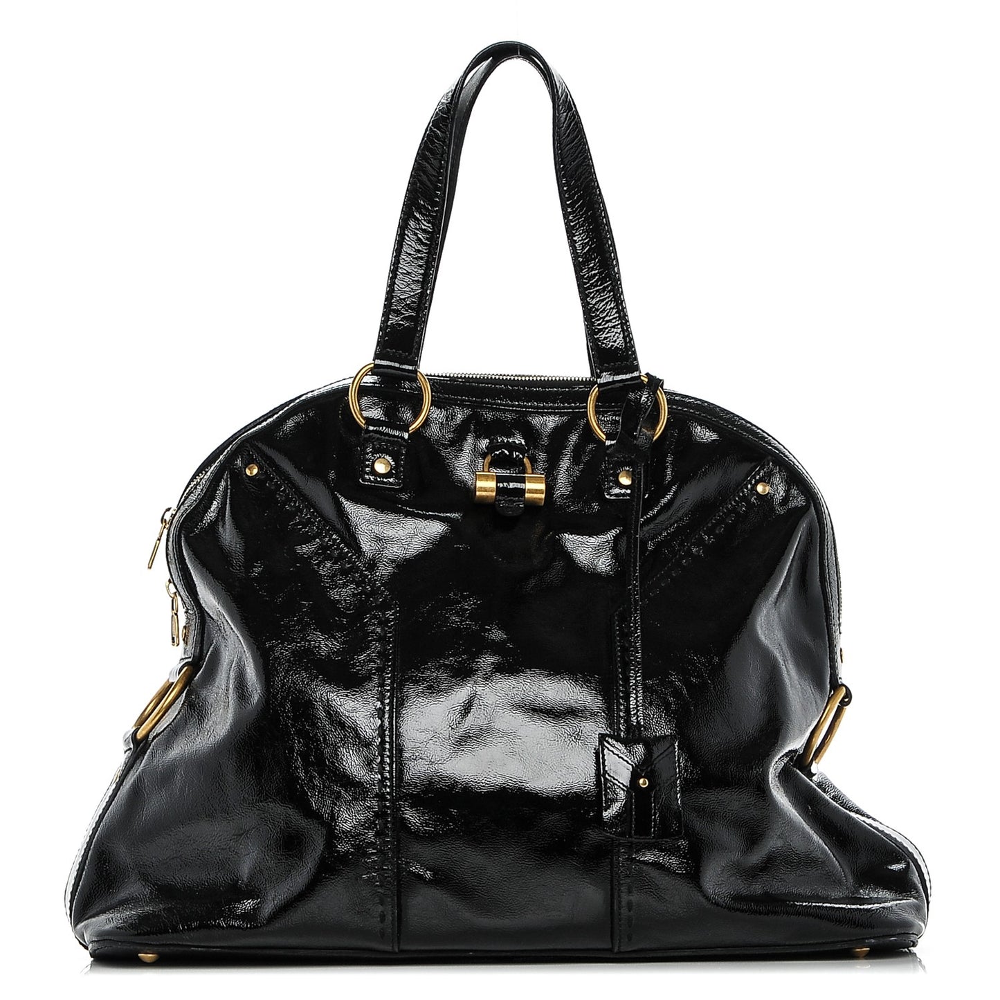 Patent Calfskin Oversized Muse Black